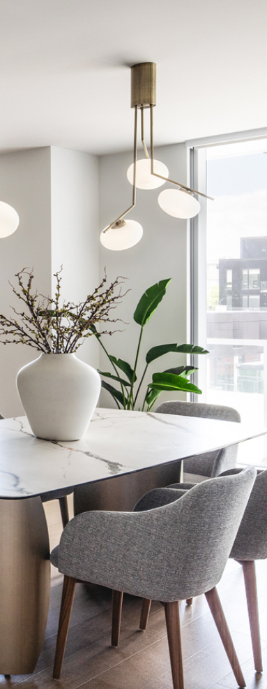 Interior of one of the new condos built in Ville-Marie district